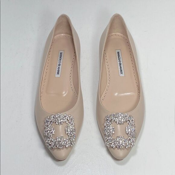 Manolo Blahnik Hangisi 25 Embellished Leather Flats size 36.5 - Picture 3 of 10